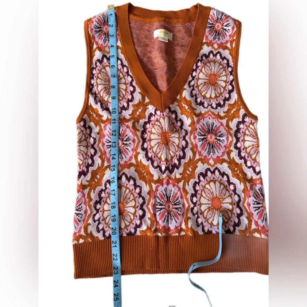 Maeve by Anthropologie Jacquard Sweater Vest Honey size small - Picture 11 of 16
